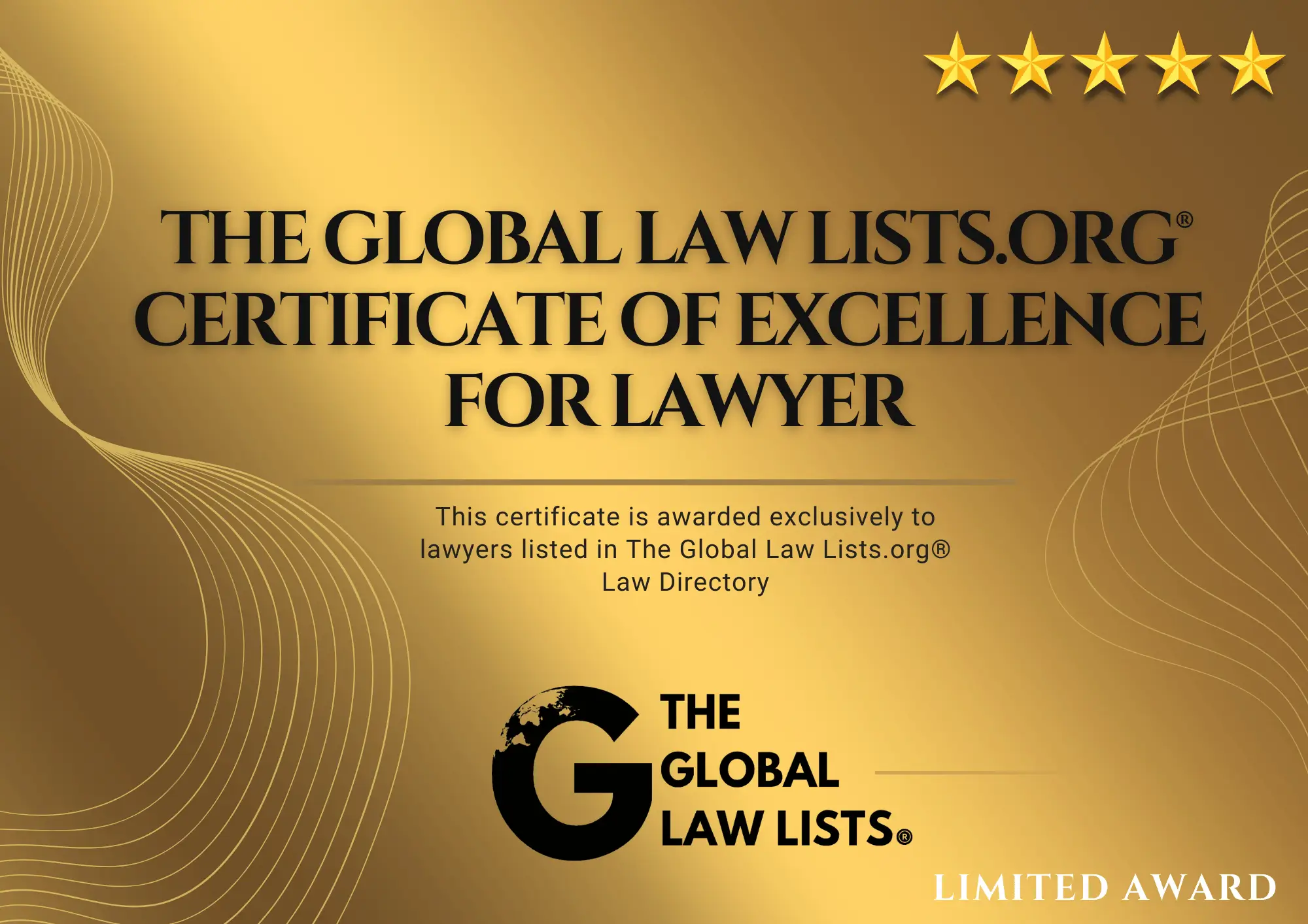 Legal Certificate of Excellence — Lawyer