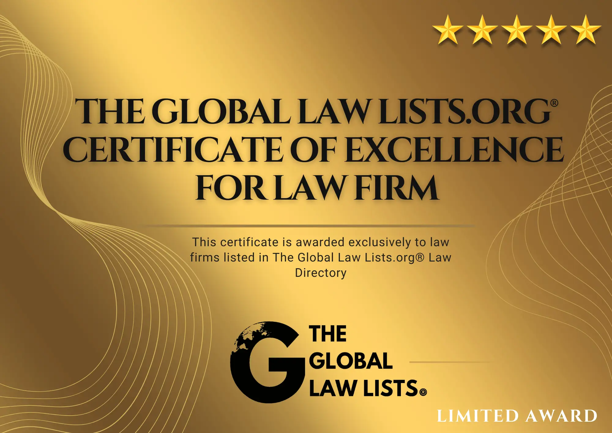 Legal Certificate of Excellence — Law Firm