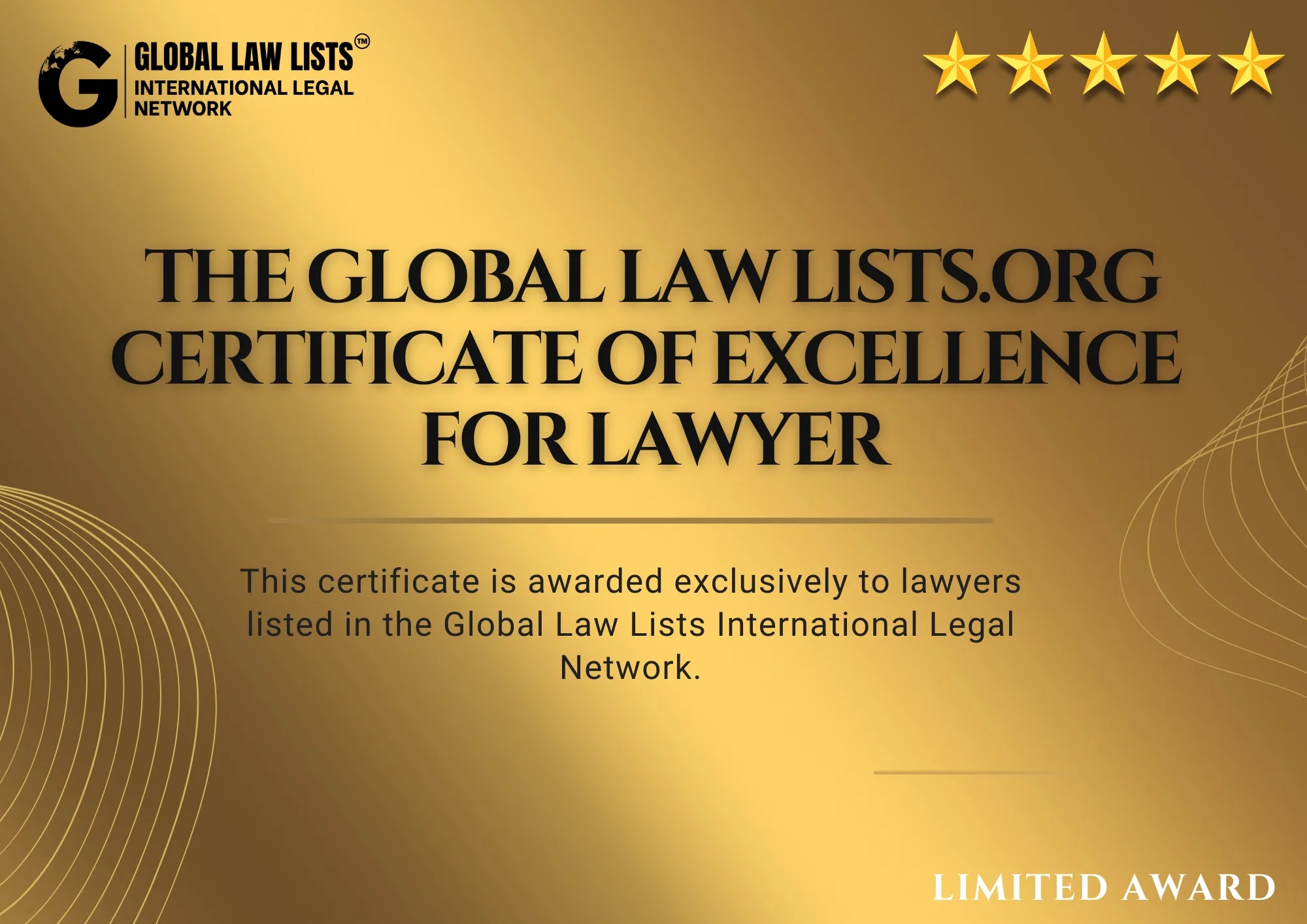 Legal Certificate of Excellence